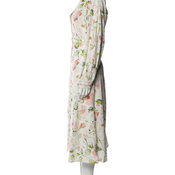 Caroline Constas Long Sleeve Floral Linen Blend Button Down Maxi Dress - Picture 5 of 16